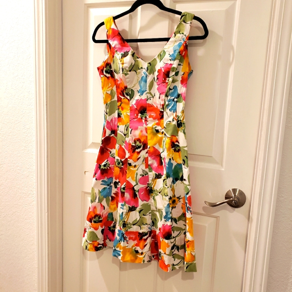 Floral fit and flare work dress